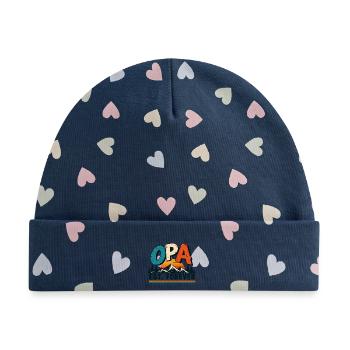 OPA – Retro Design für Großväter - Baby Premium Organic Mütze - Marineblau/Bunte Herzen - Vorne