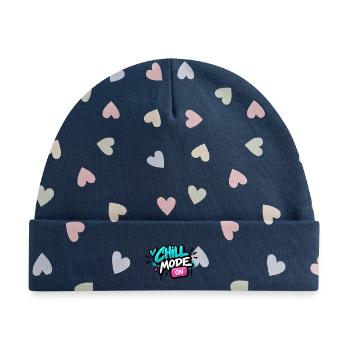 Chillmodus Neon Graffiti - Baby Premium Organic Mütze - Marineblau/Bunte Herzen - Vorne