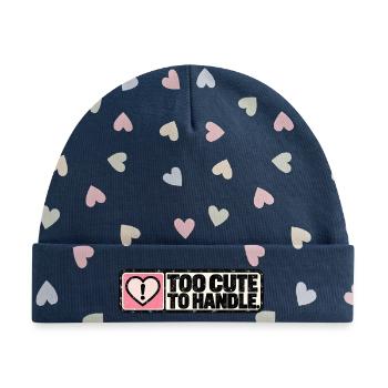 Too Cute to Handle – Cute Retro Heart - Baby Premium Organic Mütze - Marineblau/Bunte Herzen - Vorne
