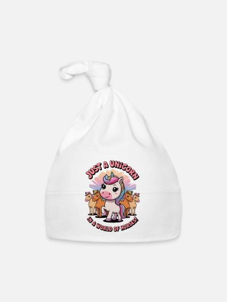 Juste une licorne dans un monde de chevaux ! - Bonnet bio Bébé - blanc - Devant