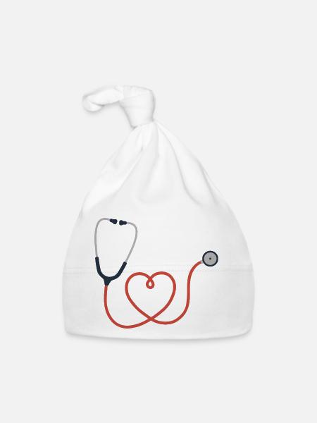 Stethoskop Logo Symbol Symbol - Baby Bio-Mütze - Weiß - Vorne