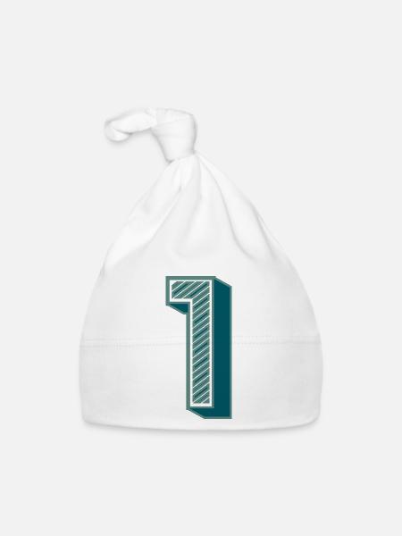 1. 1 JAHR. 1. JAHRESTAG - Baby Bio-Mütze - Weiß - Vorne