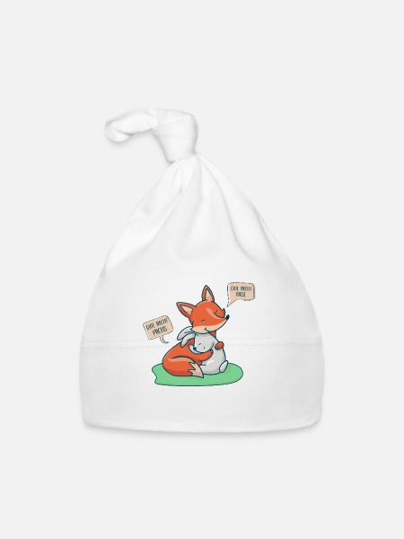 Da wo sich Fuchs und Hase 'Gute Nacht' sagen - Baby Bio-Mütze - Weiß - Vorne