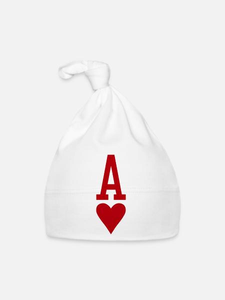 Poker Playing Card Heart As - Bonnet bio Bébé - blanc - Devant