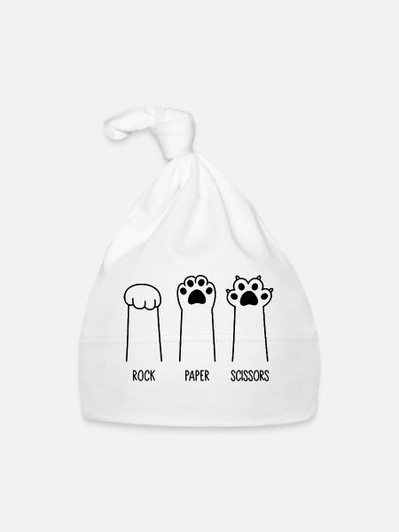Roche Papier Ciseaux - Bonnet bio Bébé - blanc - Devant