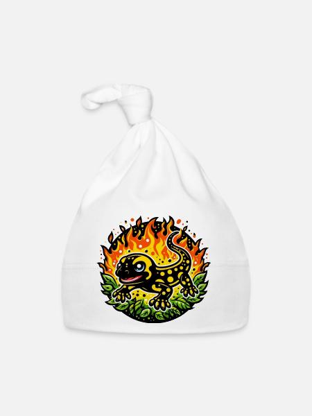Fire salamander - Organic Baby Cap - white - Front