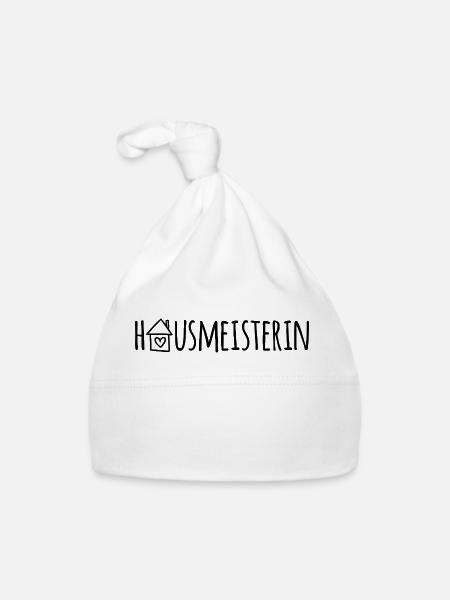 Hausmeisterin - Baby Bio-Mütze - Weiß - Vorne