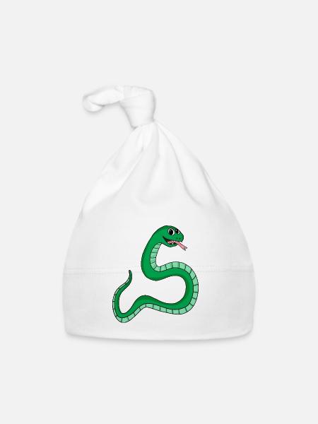 Snake - Organic Baby Cap - white - Front