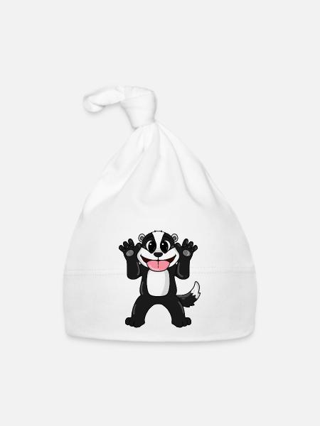 Dachs - Baby Bio-Mütze - Weiß - Vorne