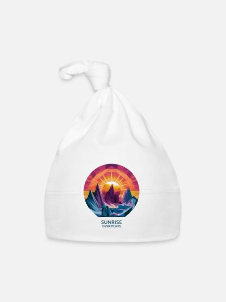 Sunrise Over Peaks - Organic Baby Cap - white - Front