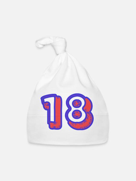 18. 18 JAHRE ALT. 18. JAHRESTAG. 18. GEBURTSTAG. - Baby Bio-Mütze - Weiß - Vorne