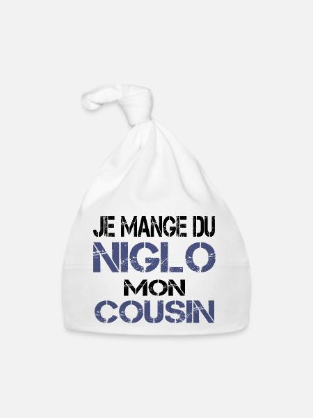 Je mange du Niglo - Bonnet bio Bébé - blanc - Devant