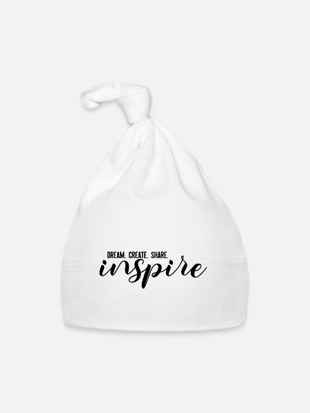 DREAM. CREATE. SHARE. inspire - Organic Baby Cap - white - Front