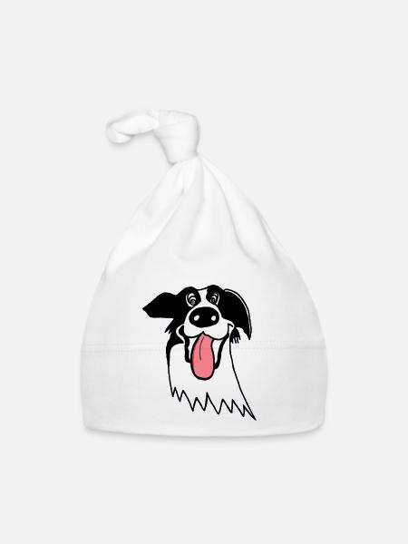 Netter Border Collie - Baby Bio-Mütze - Weiß - Vorne