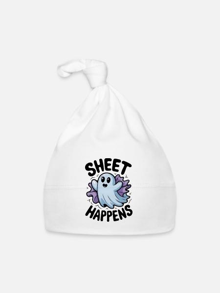 Sheet Happens - Organic Baby Cap - white - Front