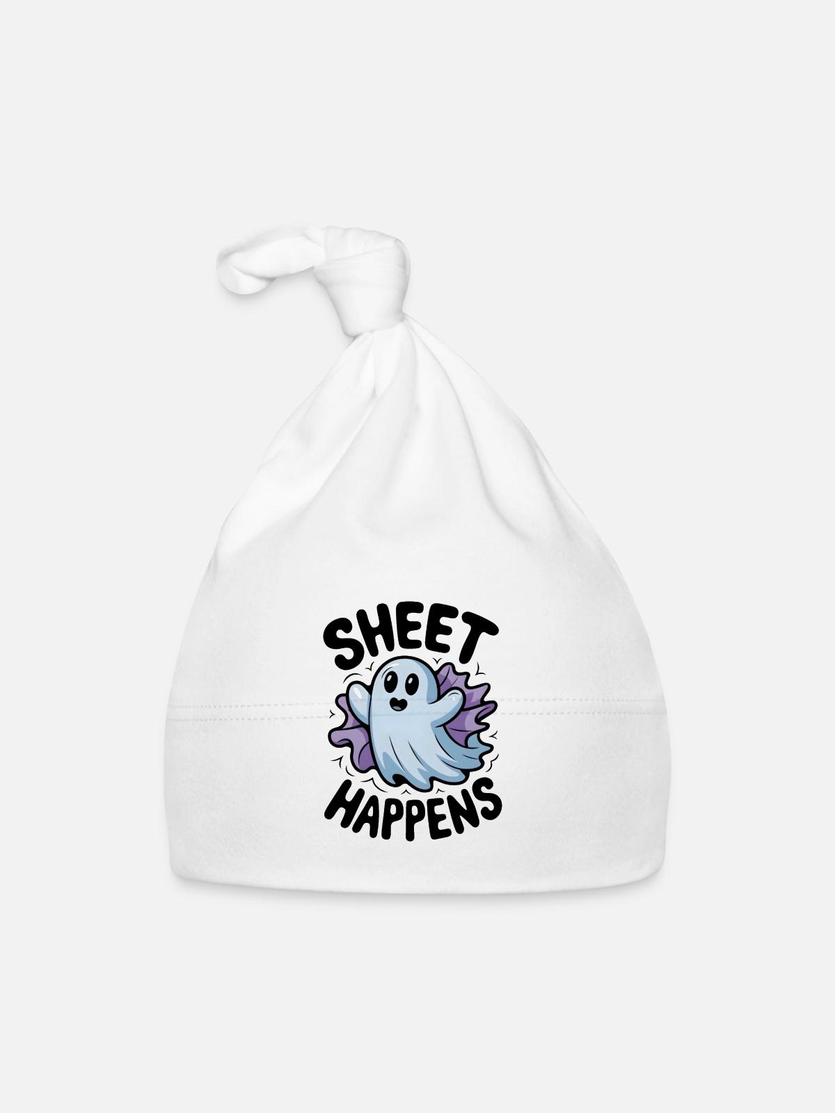 Sheet Happens - Organic Baby Cap - white - Front