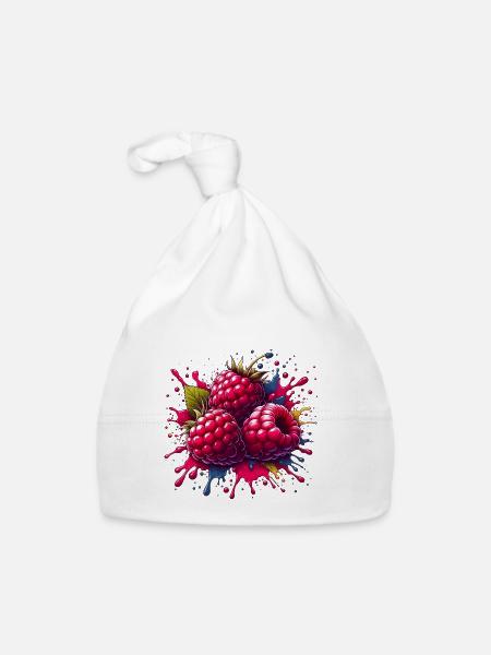 Himbeeren-Farbexplosion - Baby Bio-Mütze - Weiß - Vorne