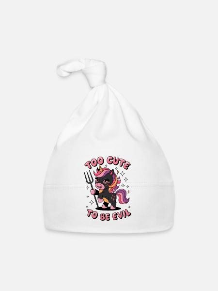 Too Cute To Be Evil - Organic Baby Cap - white - Front