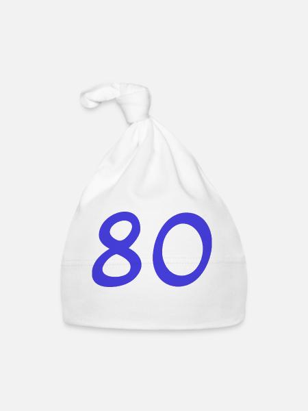 80. 80 YEARS. 80th ANNIVERSARY. 80TH BIRTHDAY. - Organic Baby Cap - white - Front