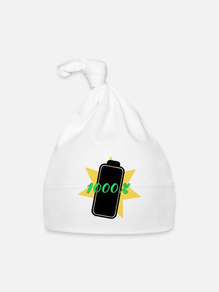 1000% Energie - Baby Bio-Mütze - Weiß - Vorne