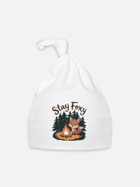 Stay Foxy - Organic Baby Cap - white - Front