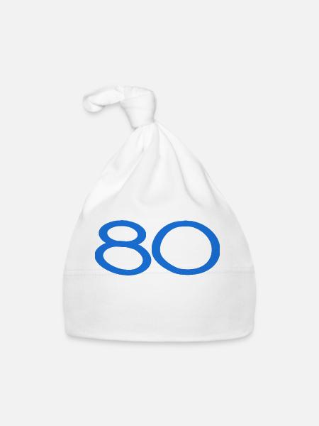 80. 80 JAHRE. 80-JÄHRIGES JUBILÄUM. 80. GEBURTSTAG. - Baby Bio-Mütze - Weiß - Vorne