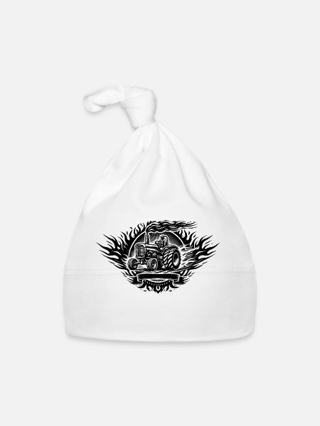 Tractor Pulling Logo - Organic Baby Cap - white - Front