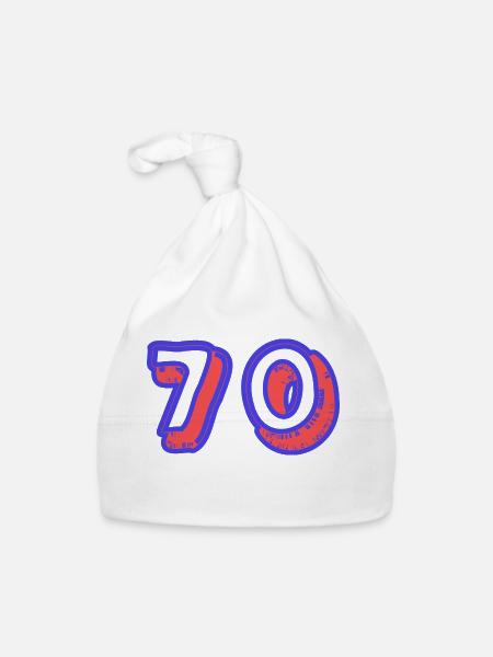 70. 70 ANS. 70e ANNIVERSAIRE. ANNIVERSAIRE 70 ANS. - Bonnet bio Bébé - blanc - Devant