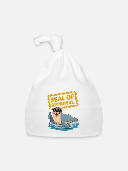 Seal Of Approval - Organic Baby Cap - white - Front