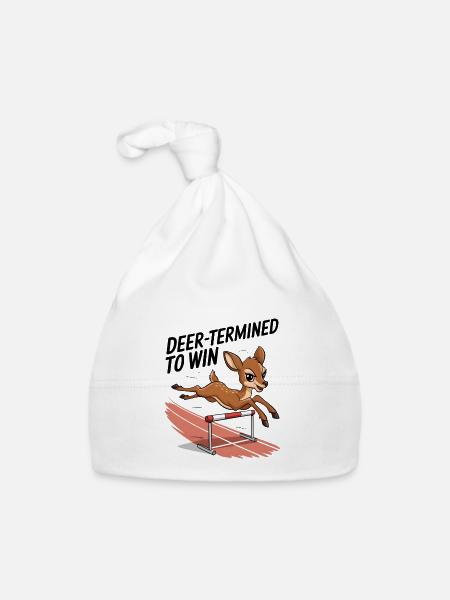 Deer-Termined To Win - Organic Baby Cap - white - Front