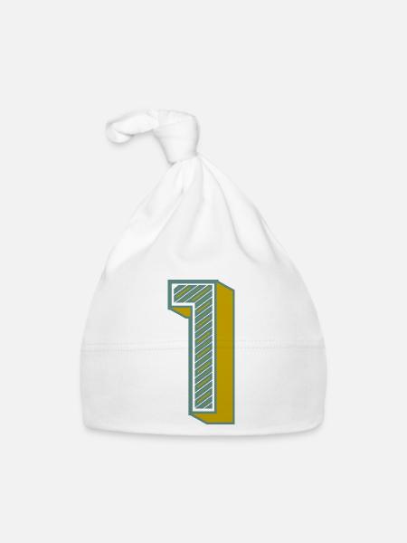 1. 1 JAHR. 1. JAHRESTAG. 1 JAHR GEBURTSTAG - Baby Bio-Mütze - Weiß - Vorne