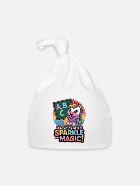 Teaching With Sparkle And Magic! - Organic Baby Cap - white - Front