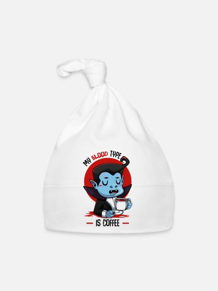 Blutkaffee Vampir Cartoon - Baby Bio-Mütze - Weiß - Vorne