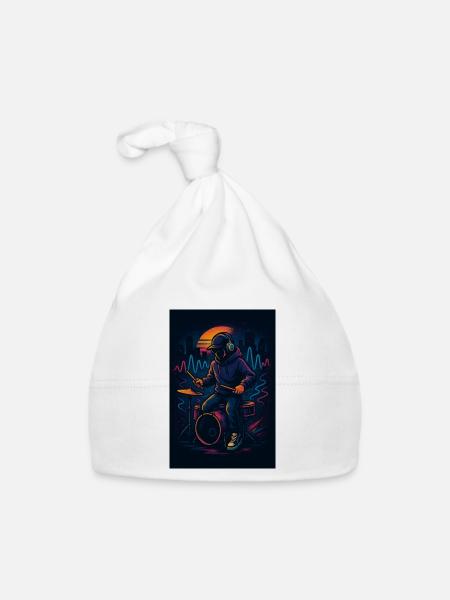 Neon Drummer - Organic Baby Cap - white - Front