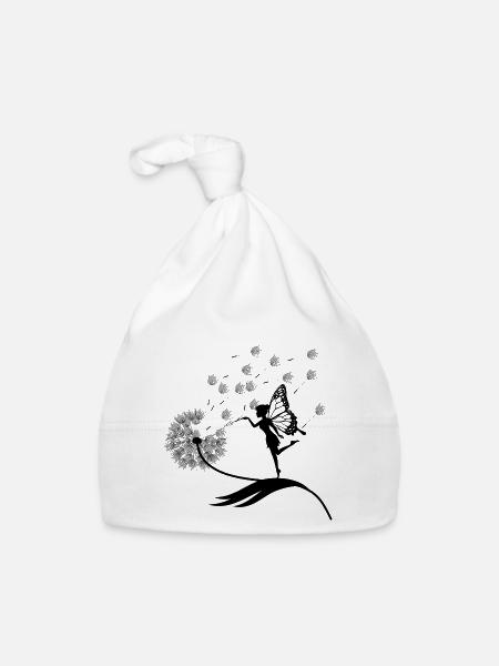 Butterfly Design Pustula Meadow Hearts Fairies - Organic Baby Cap - white - Front