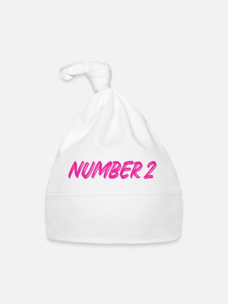 Number 2 - two - second - second - 2 - number 2 - Organic Baby Cap - white - Front