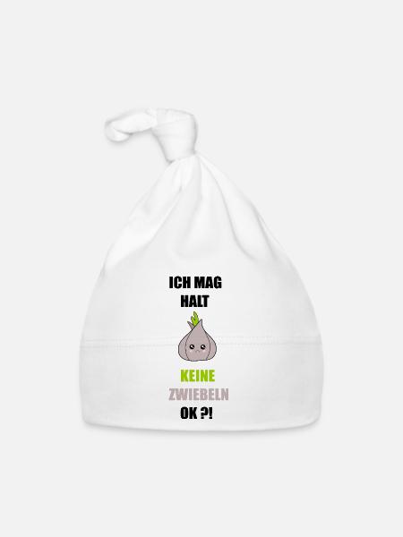 Ich mag keine Zwiebeln - Baby Bio-Mütze - Weiß - Vorne