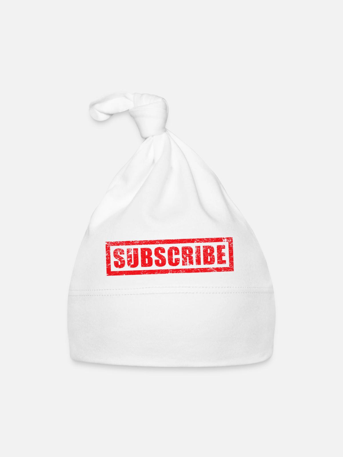 subscribe grunge stamp - Organic Baby Cap - white - Front