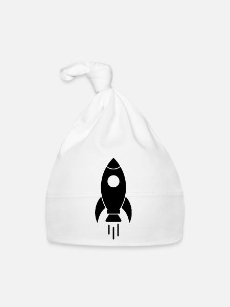 Space rocket - Organic Baby Cap - white - Front