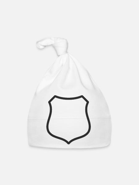 Leeres Schildlinien-Symbol Abzeichen Wappen Umrisssymbol - Baby Bio-Mütze - Weiß - Vorne