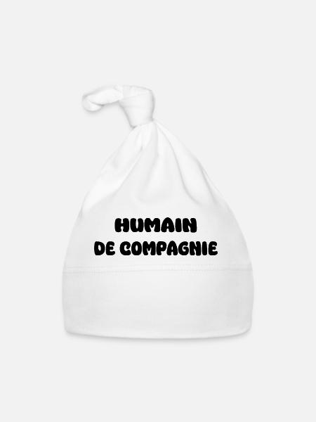 Humain de compagnie | humour. - Bonnet bio Bébé - blanc - Devant