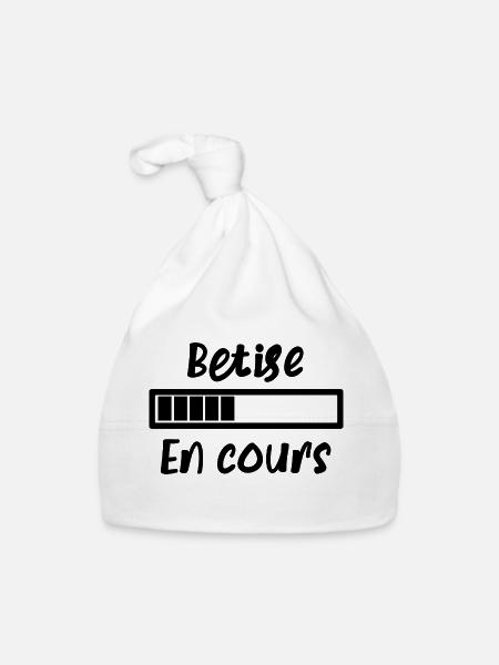 Bêtise en cours - Bonnet bio Bébé - blanc - Devant