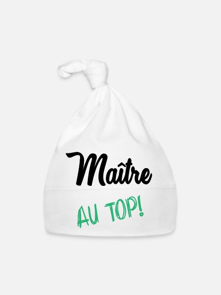 MAITRE. MAÎTRESSE. MERCI - Bonnet bio Bébé - blanc - Devant
