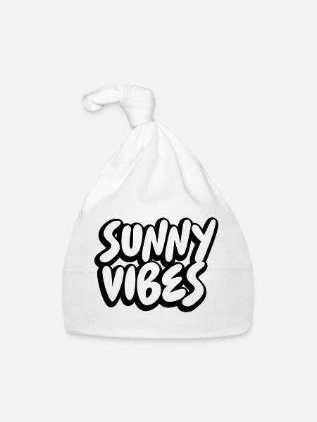 SUNNY VIBES - Organic Baby Cap - white - Front