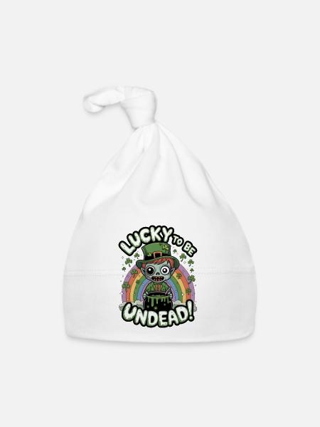 Lucky To Be Undead! - Organic Baby Cap - white - Front