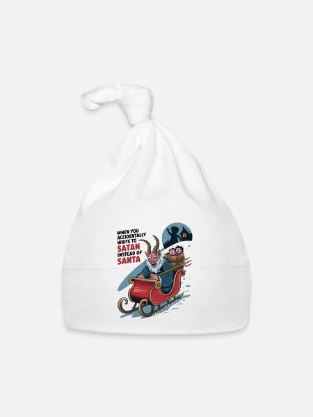 Accidentally Write To Satan Instead Of Santa - Organic Baby Cap - white - Front