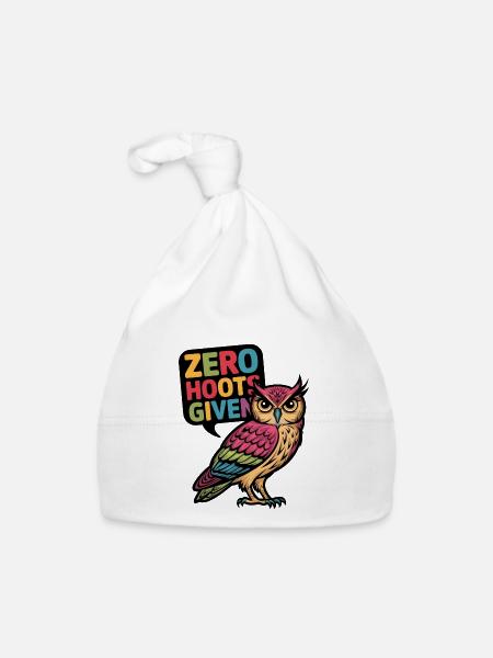 Zero Hoots Given - Organic Baby Cap - white - Front