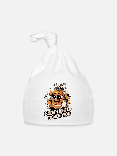 Soda-Lighted To Meet You - Organic Baby Cap - white - Front