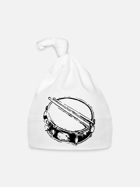 Snare - Drum - Percussion - Musique - Bonnet bio Bébé - blanc - Devant