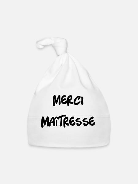 MERCI. MAÎTRESSE. MAÎTRE. MERCI MAÎTRESSE - Bonnet bio Bébé - blanc - Devant